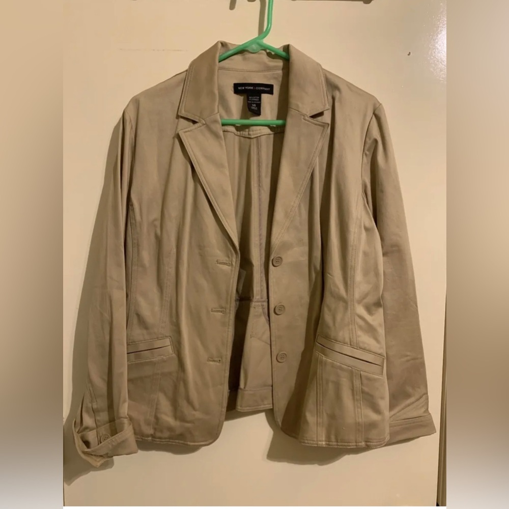 New York And Company Khaki Blazer Suit Separate Jacket Ladies Plus Size 14